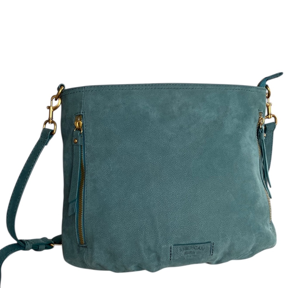 American Leather Co. Nubuck Leather Ella Crossbody Dark Teal - Picture 4 of 15